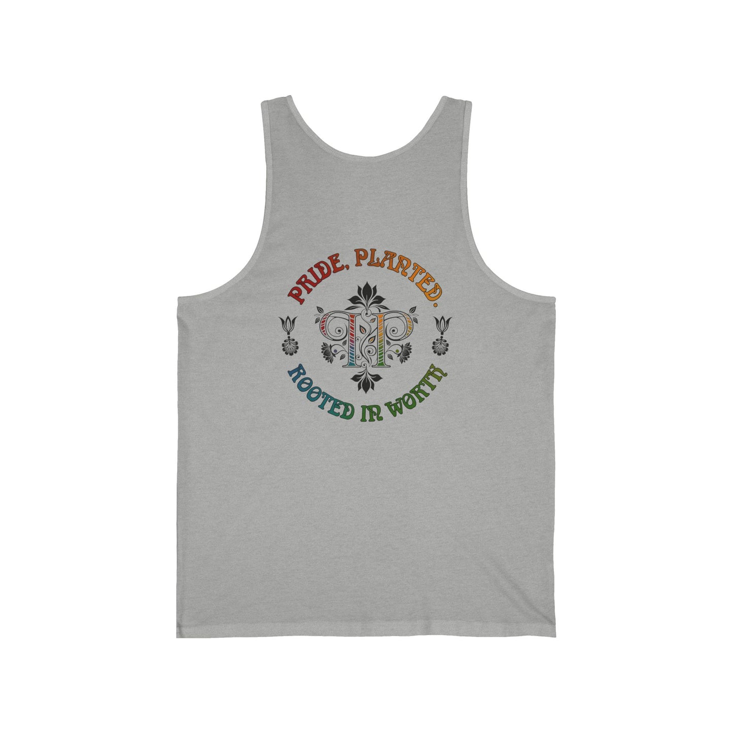 PRIDE BASICS: Pride, Planted Art Nouveau Tank Top — Rooted in Worth Botanical Pride Tank