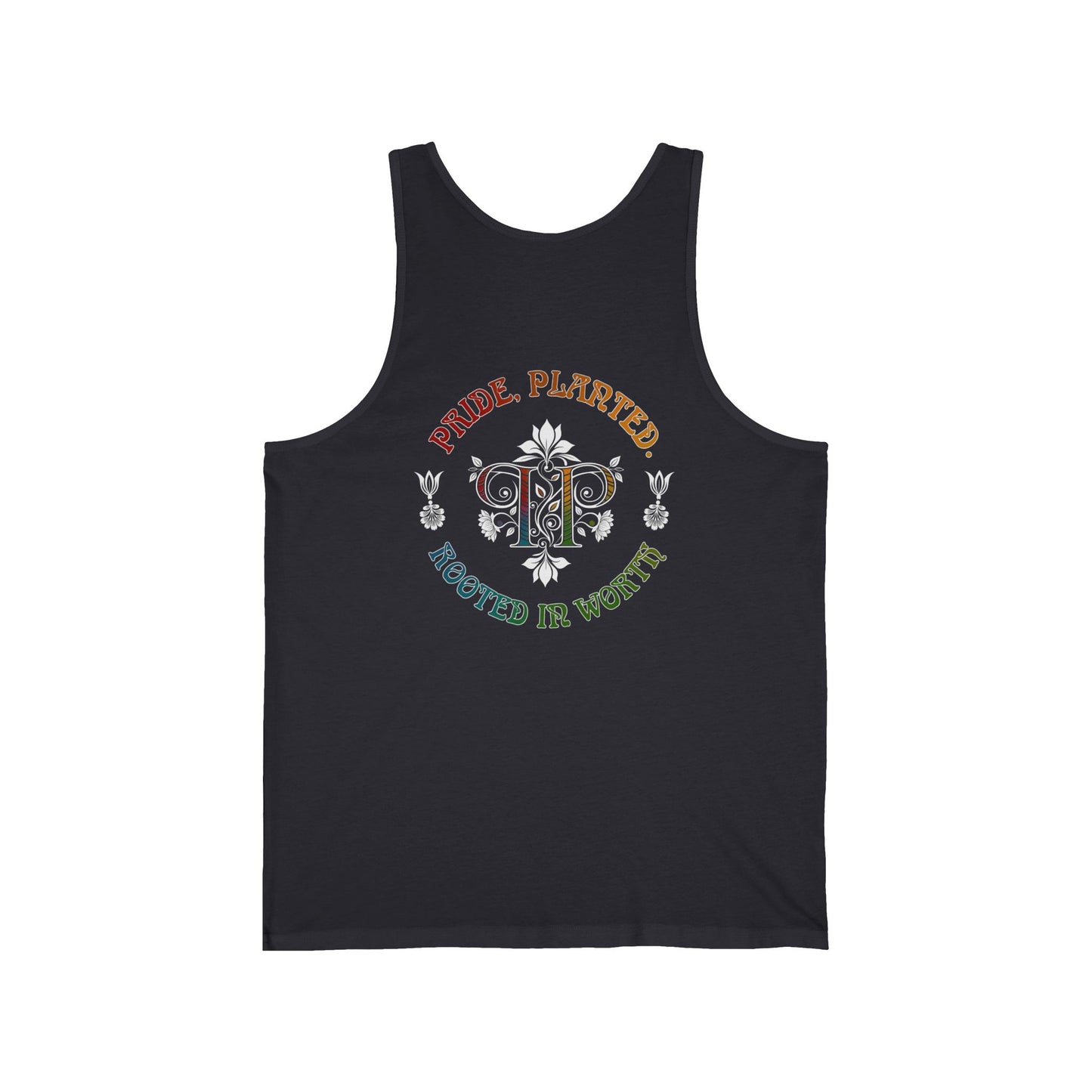 PRIDE BASICS: Pride, Planted Art Nouveau Tank Top — Rooted in Worth Botanical Pride Tank
