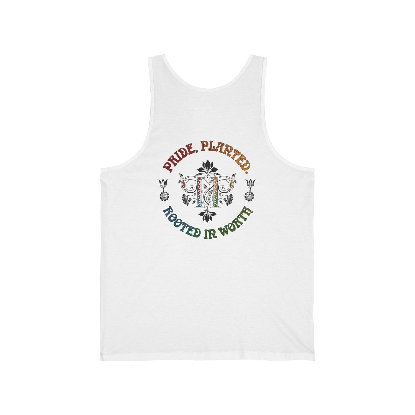 PRIDE BASICS: Pride, Planted Art Nouveau Tank Top — Rooted in Worth Botanical Pride Tank