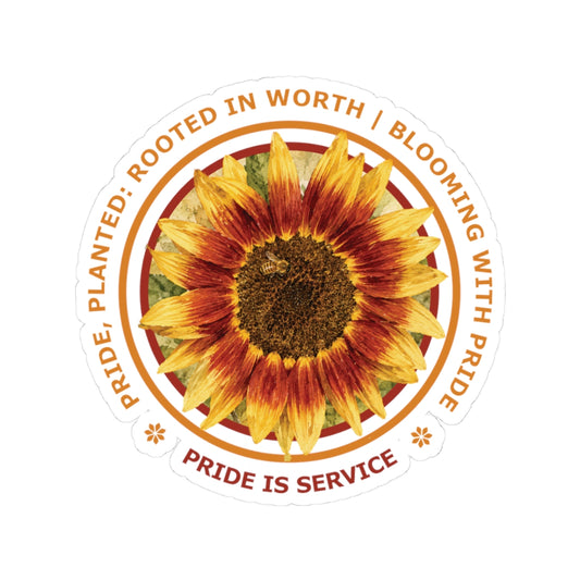 “Service Is Pride” Vinyl Sticker - Pride, Planted: Rooted in Worth collection.