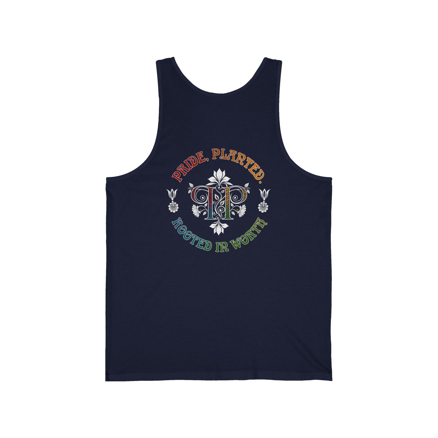 PRIDE BASICS: Pride, Planted Art Nouveau Tank Top — Rooted in Worth Botanical Pride Tank