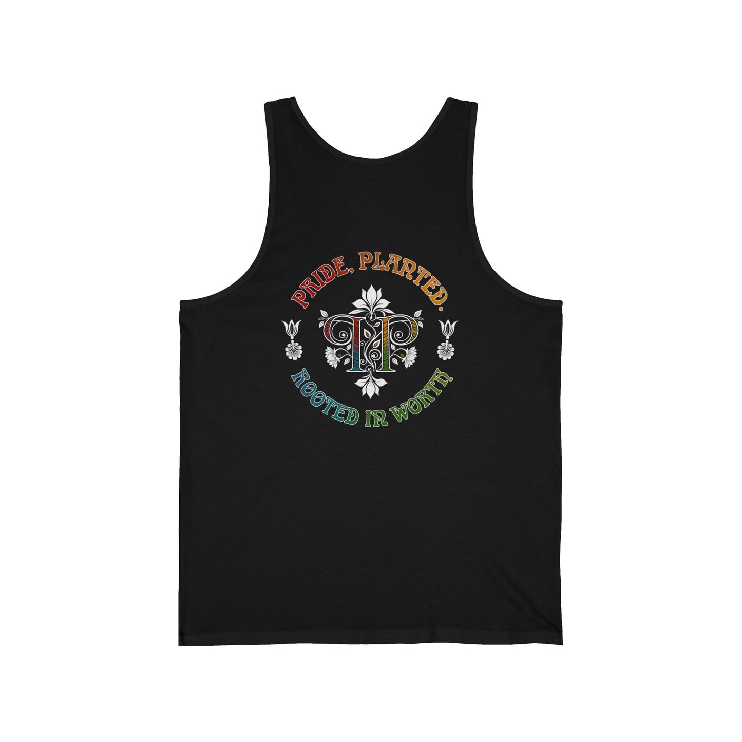 PRIDE BASICS: Pride, Planted Art Nouveau Tank Top — Rooted in Worth Botanical Pride Tank